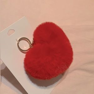 Plush Red Heart Keychain NWT